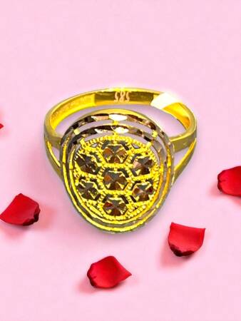 14 Ayar Lazer Kesim Modelli Altın Yüzük - 8