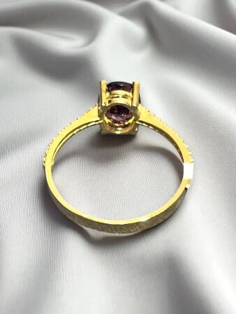 14 Ayar Mor Opal Taşlı Altın Yüzük - 6
