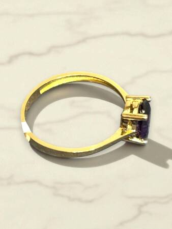 14 Ayar Mor Opal Taşlı Altın Yüzük - 6