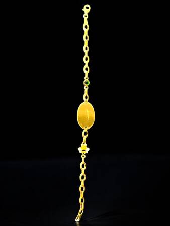 14 Ayar Nazar Boncuklu ve Arı Figürlü Altın Çocuk Künyesi - 6