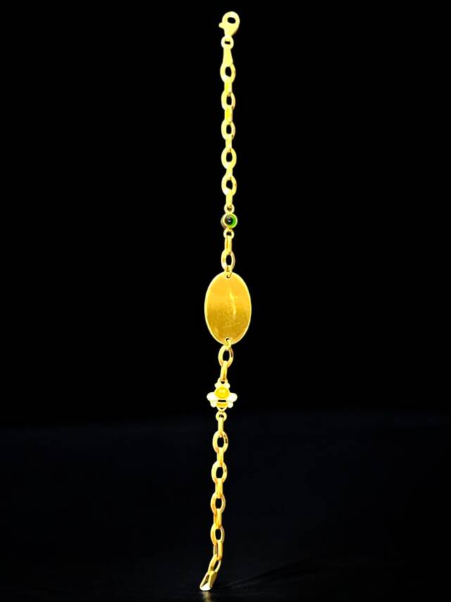 14 Ayar Nazar Boncuklu ve Arı Figürlü Altın Çocuk Künyesi - 6