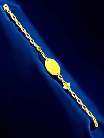 14 Ayar Nazar Boncuklu ve Arı Figürlü Altın Çocuk Künyesi - 4