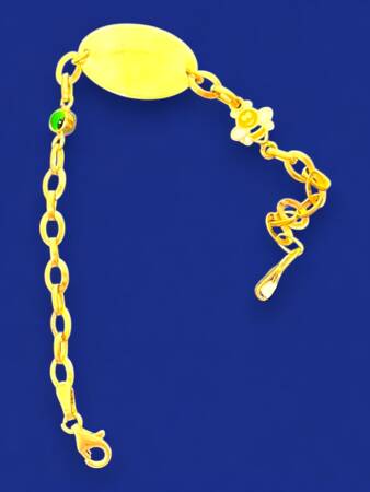 14 Ayar Nazar Boncuklu ve Arı Figürlü Altın Çocuk Künyesi - 7