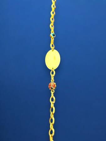 14 Ayar Nazar Boncuklu ve Uğur Böcekli Altın Çocuk Künyesi - 8