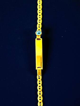 14 Ayar Nazar Boncuklu Plaka Altın Çocuk Künyesi - 7