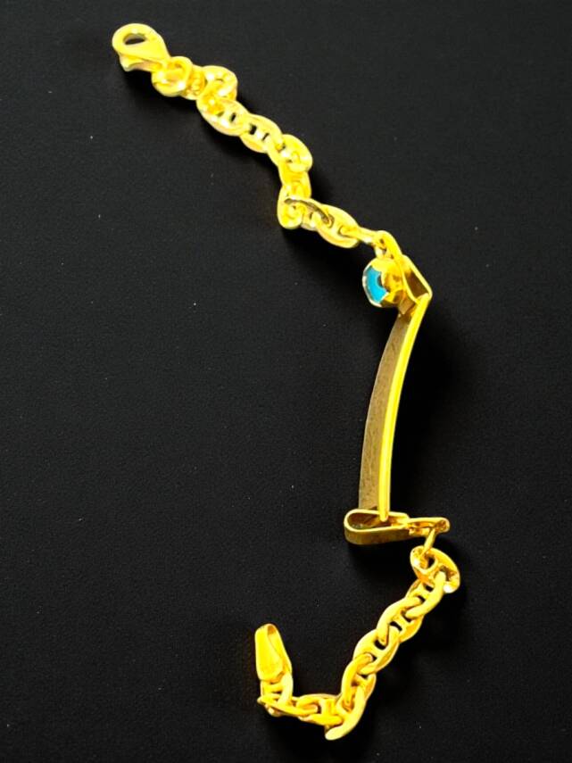 14 Ayar Nazar Boncuklu Plaka Altın Çocuk Künyesi - 6