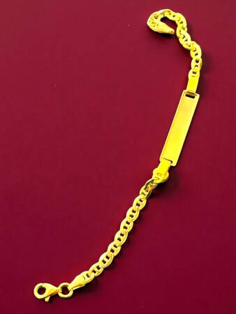 14 Ayar Nazar Boncuklu Plaka Altın Çocuk Künyesi - 3