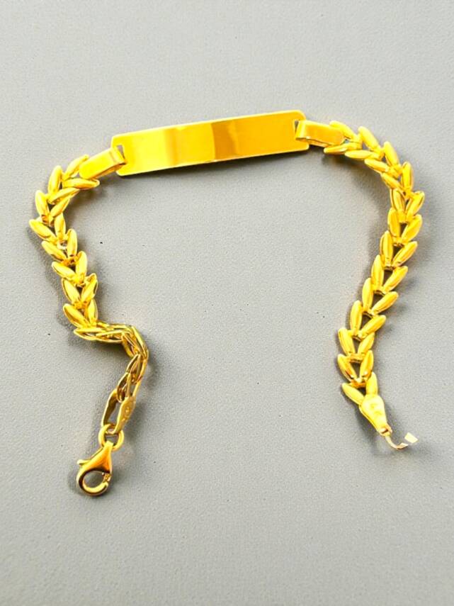 14 Ayar Başak Model Zincir Plakalı Altın Çocuk Künyesi - 4