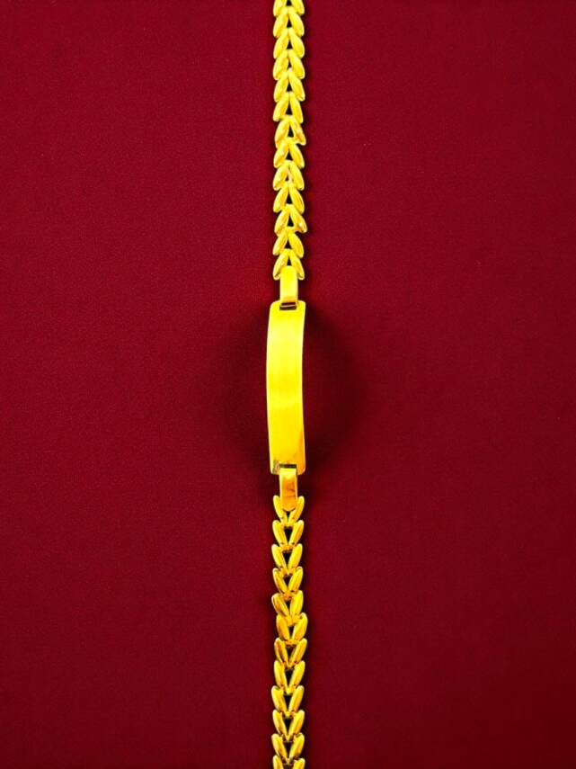 14 Ayar Başak Model Zincir Plakalı Altın Çocuk Künyesi - 3