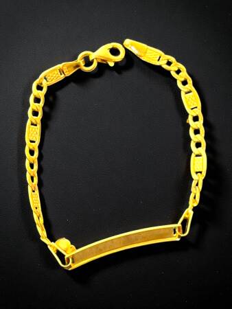 14 Ayar Nazar Boncuklu Plaka Altın Çocuk Künyesi - 6