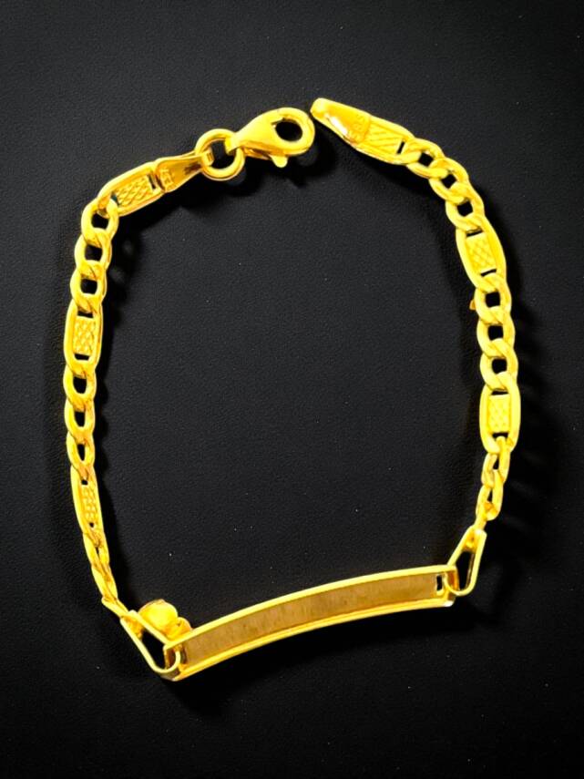 14 Ayar Nazar Boncuklu Plaka Altın Çocuk Künyesi - 6