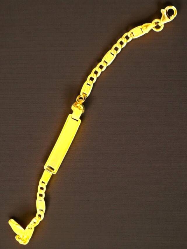 14 Ayar Nazar Boncuklu Plaka Altın Çocuk Künyesi - 3