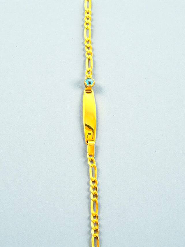 14 Ayar Nazar Boncuklu Plaka Altın Çocuk Künyesi - 1