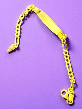 14 Ayar Nazar Boncuklu Plaka Altın Çocuk Künyesi - 5