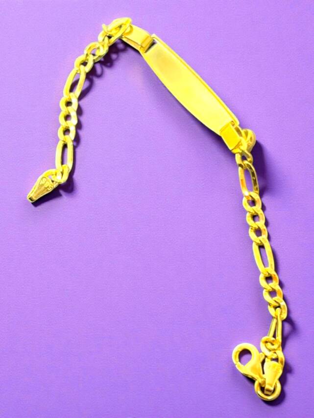 14 Ayar Nazar Boncuklu Plaka Altın Çocuk Künyesi - 5