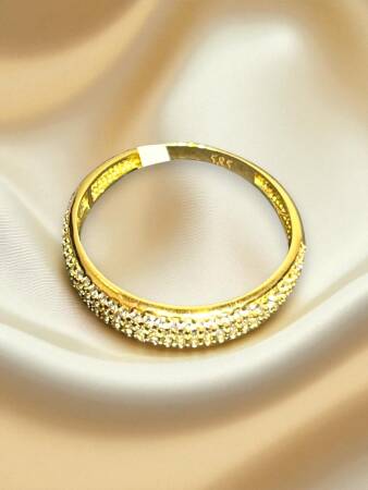 14 Ayar Taşlı Altın Yüzük - 5