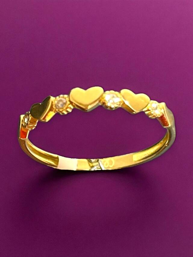 14 Ayar Taşlı Kalp Altın Eklem Yüzük - 2