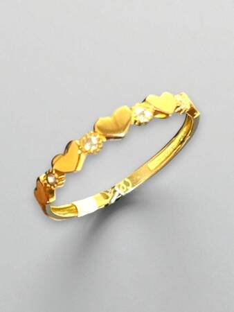 14 Ayar Taşlı Kalp Altın Eklem Yüzük - 3