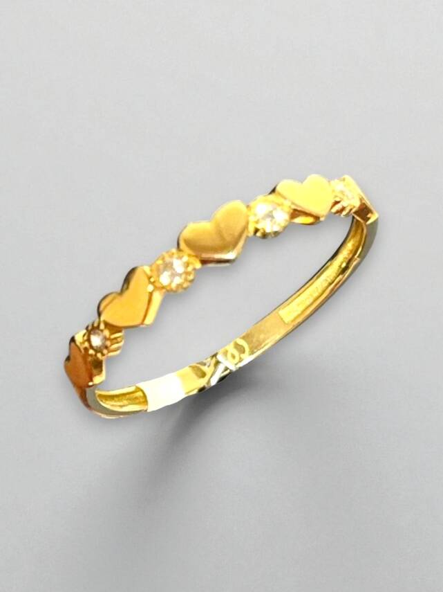 14 Ayar Taşlı Kalp Altın Eklem Yüzük - 3