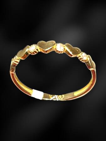 14 Ayar Taşlı Kalp Altın Eklem Yüzük - 4