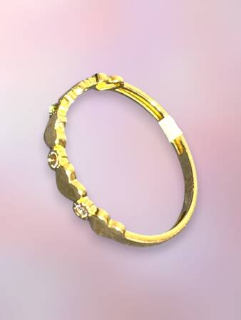 14 Ayar Taşlı Kalp Altın Eklem Yüzük - 5