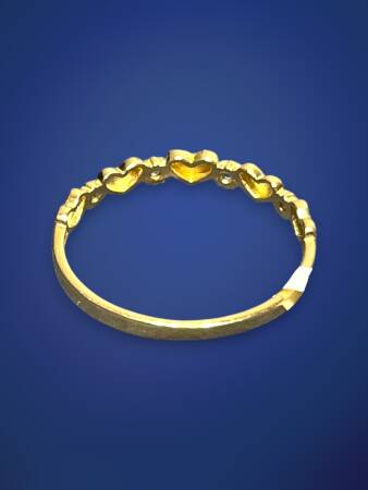 14 Ayar Taşlı Kalp Altın Eklem Yüzük - 6