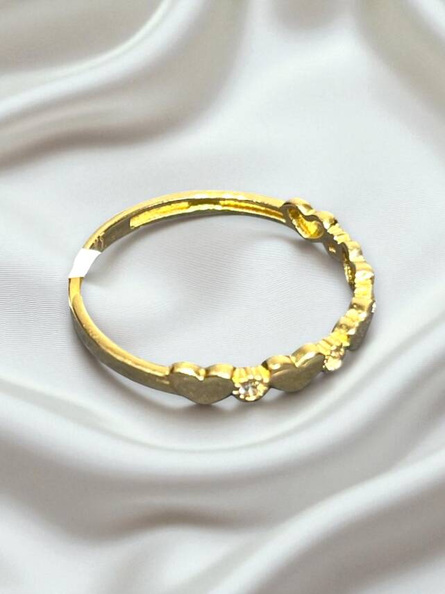 14 Ayar Taşlı Kalp Altın Eklem Yüzük - 7