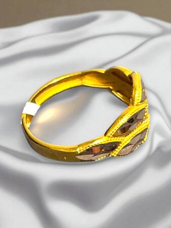 14 Ayar Taşlı Lazer Kesim Modelli Altın Yüzük - 3