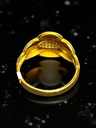 14 Ayar Taşlı Lazer Kesim Modelli Altın Yüzük - 5