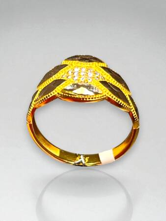 14 Ayar Taşlı Lazer Kesim Modelli Altın Yüzük - 6