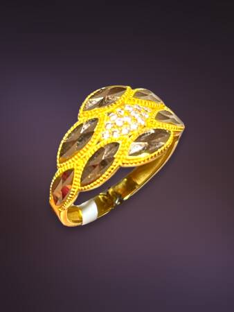 14 Ayar Taşlı Lazer Kesim Modelli Altın Yüzük - 4