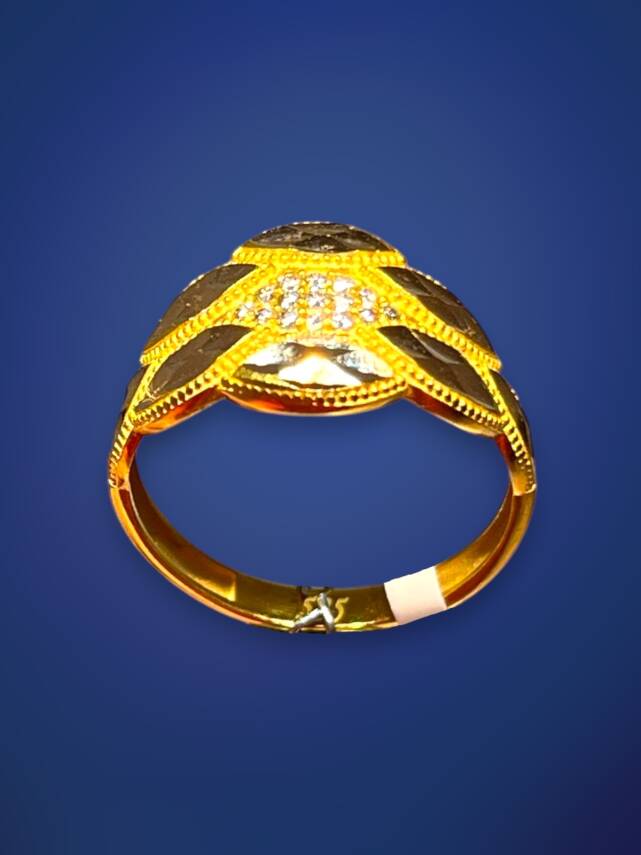 14 Ayar Taşlı Lazer Kesim Modelli Altın Yüzük - 8
