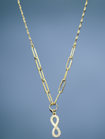 14 Ayar Taşlı Sonsuzluk Altın Kolye - 