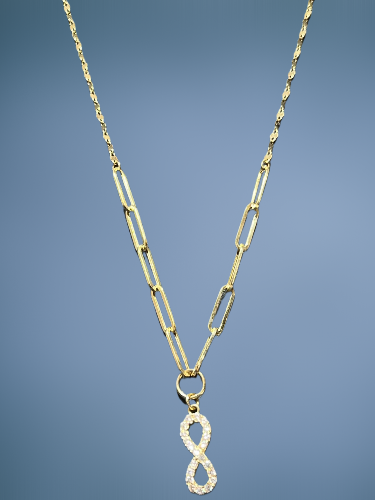 14 Ayar Taşlı Sonsuzluk Altın Kolye - 1