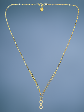 14 Ayar Taşlı Sonsuzluk Altın Kolye - 5