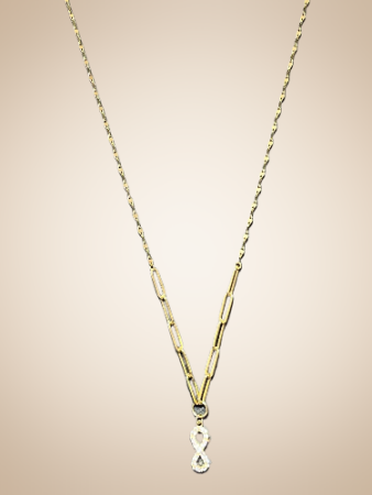 14 Ayar Taşlı Sonsuzluk Altın Kolye - 4