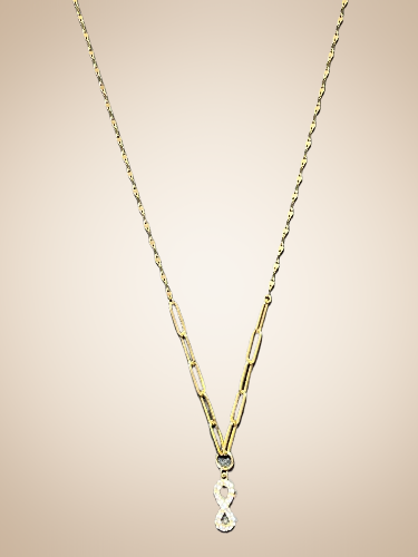 14 Ayar Taşlı Sonsuzluk Altın Kolye - 4