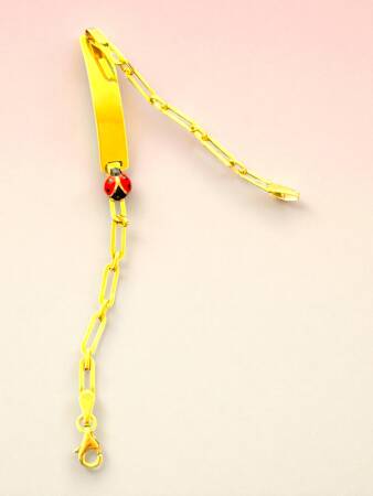 14 Ayar Uğur Böceği Figürlü Altın Plaka Çocuk Künyesi - 7