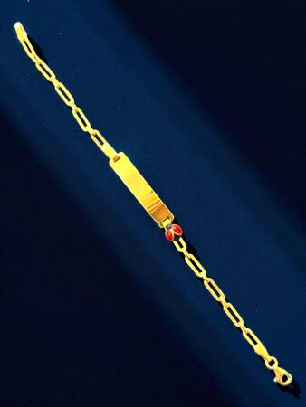 14 Ayar Uğur Böceği Figürlü Altın Plaka Çocuk Künyesi - 5