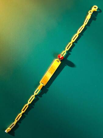 14 Ayar Uğur Böceği Figürlü Altın Plaka Çocuk Künyesi - 8