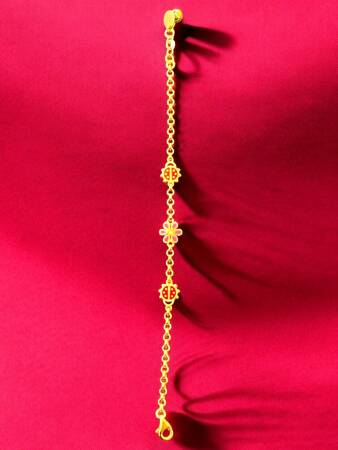 14 Ayar Uğur Böceği Ve Çiçek Modelli Altın Çocuk Künyesi - 3