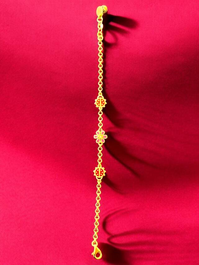 14 Ayar Uğur Böceği Ve Çiçek Modelli Altın Çocuk Künyesi - 3