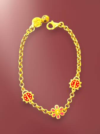 14 Ayar Uğur Böceği Ve Çiçek Modelli Altın Çocuk Künyesi - 7