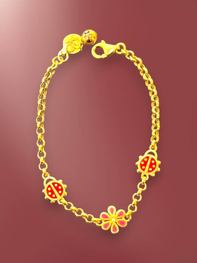 14 Ayar Uğur Böceği Ve Çiçek Modelli Altın Çocuk Künyesi - 7