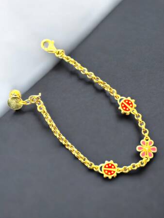 14 Ayar Uğur Böceği Ve Çiçek Modelli Altın Çocuk Künyesi - 2