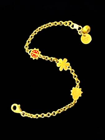 14 Ayar Uğur Böceği Ve Çiçek Modelli Altın Çocuk Künyesi - 5