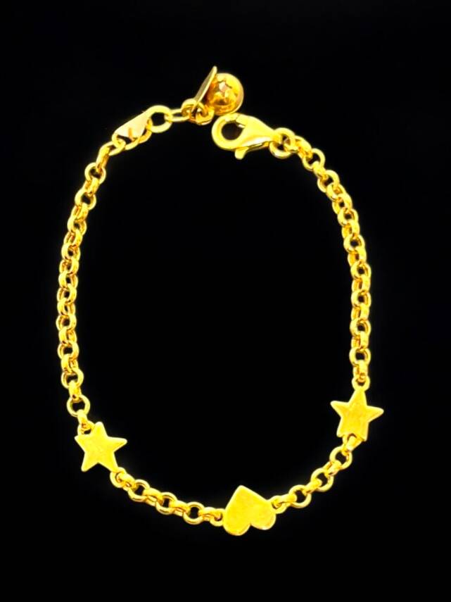 14 Ayar Yıldız Ve Kalp Modelli Altın Çocuk Künyesi - 2