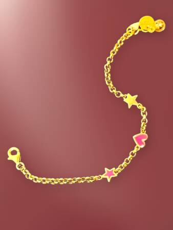 14 Ayar Yıldız Ve Kalp Modelli Altın Çocuk Künyesi - 4