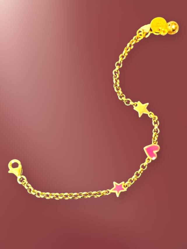 14 Ayar Yıldız Ve Kalp Modelli Altın Çocuk Künyesi - 4