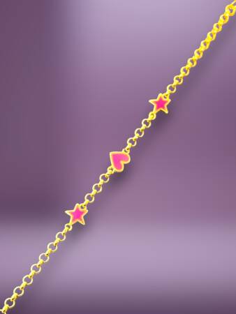 14 Ayar Yıldız Ve Kalp Modelli Altın Çocuk Künyesi - 